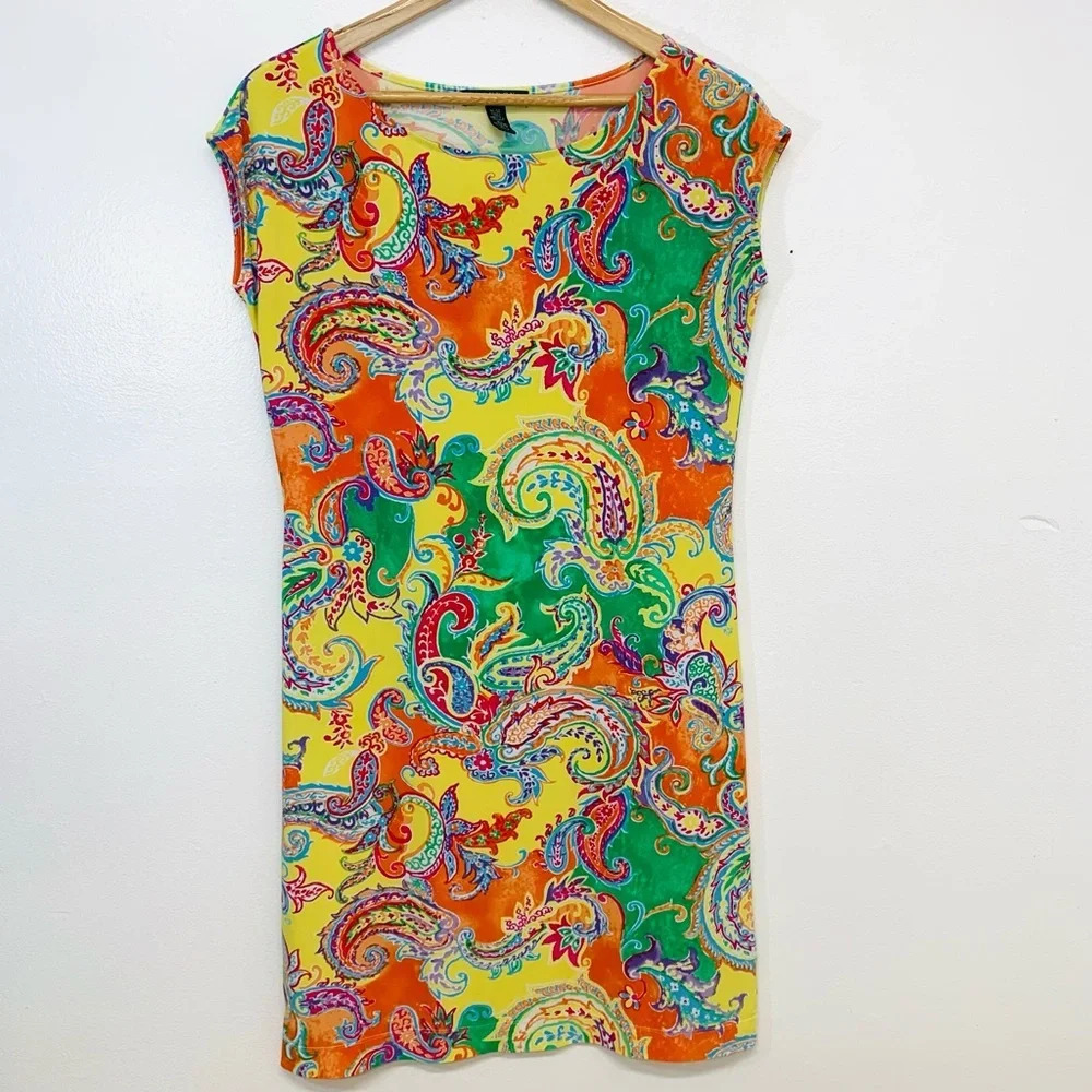Lauren Ralph Lauren Colorful Dress Medium Knee Length Vacation Office Work